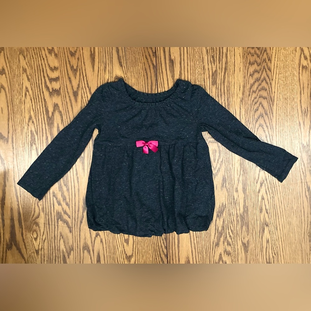 🌸CIRCO🌸LONG-SLEEVE BLK BLOUSE w/BOWsz4T cotton/polyester elastic waist✨VERYGUC✨